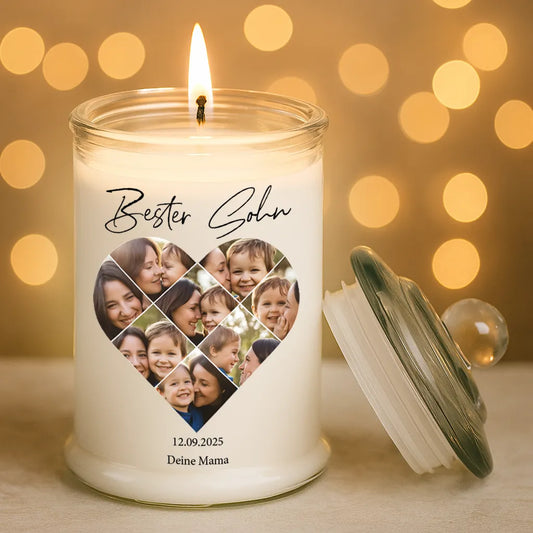 Personalisierte Duftkerze "Fotocollage #5 Herz"