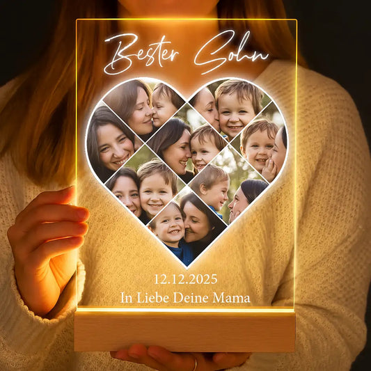 Personalisierte LED-Lampe aus Acrylglas "Fotocollage #5 Herz"