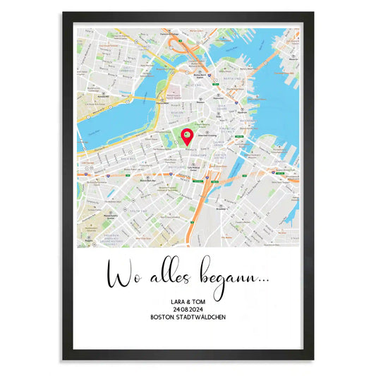 Personalisiertes Poster "Wo alles begann #1" | Deine Stadt - Deine Karte - Deine Liebe