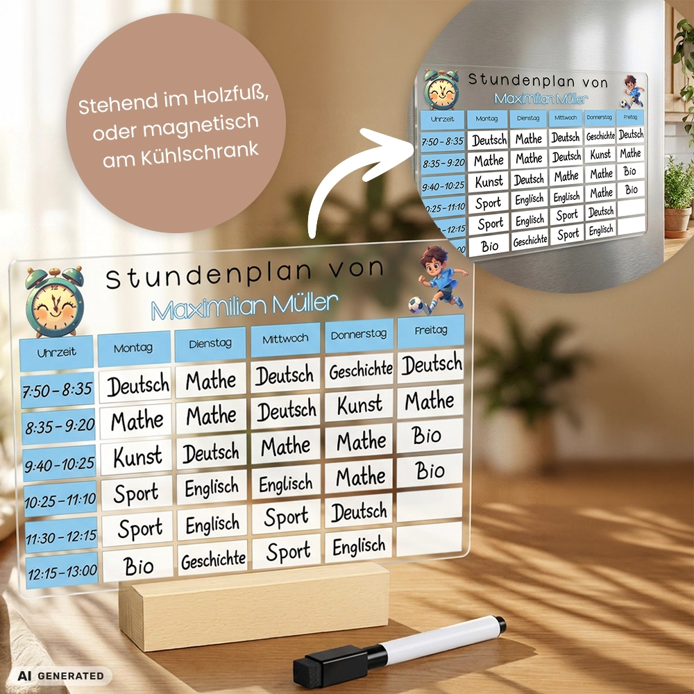 Personalisierter Stundenplan auf Acrylglas "Mein Stundenplan"