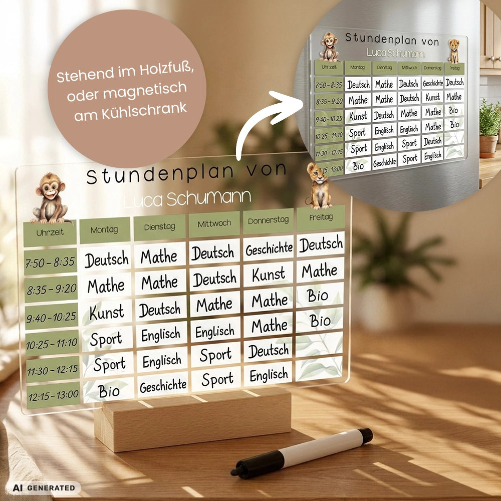 Personalisierter Stundenplan auf Acrylglas "Mein Stundenplan"