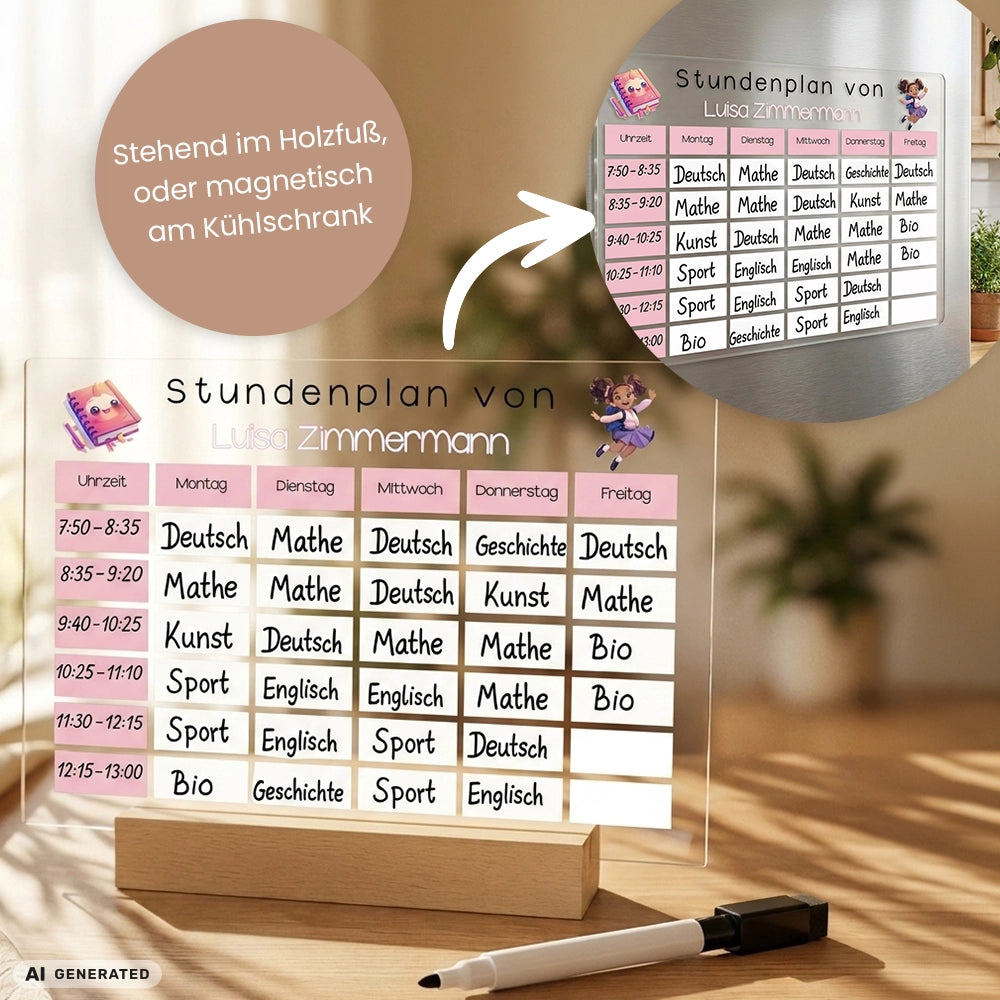 Personalisierter Stundenplan auf Acrylglas "Mein Stundenplan"