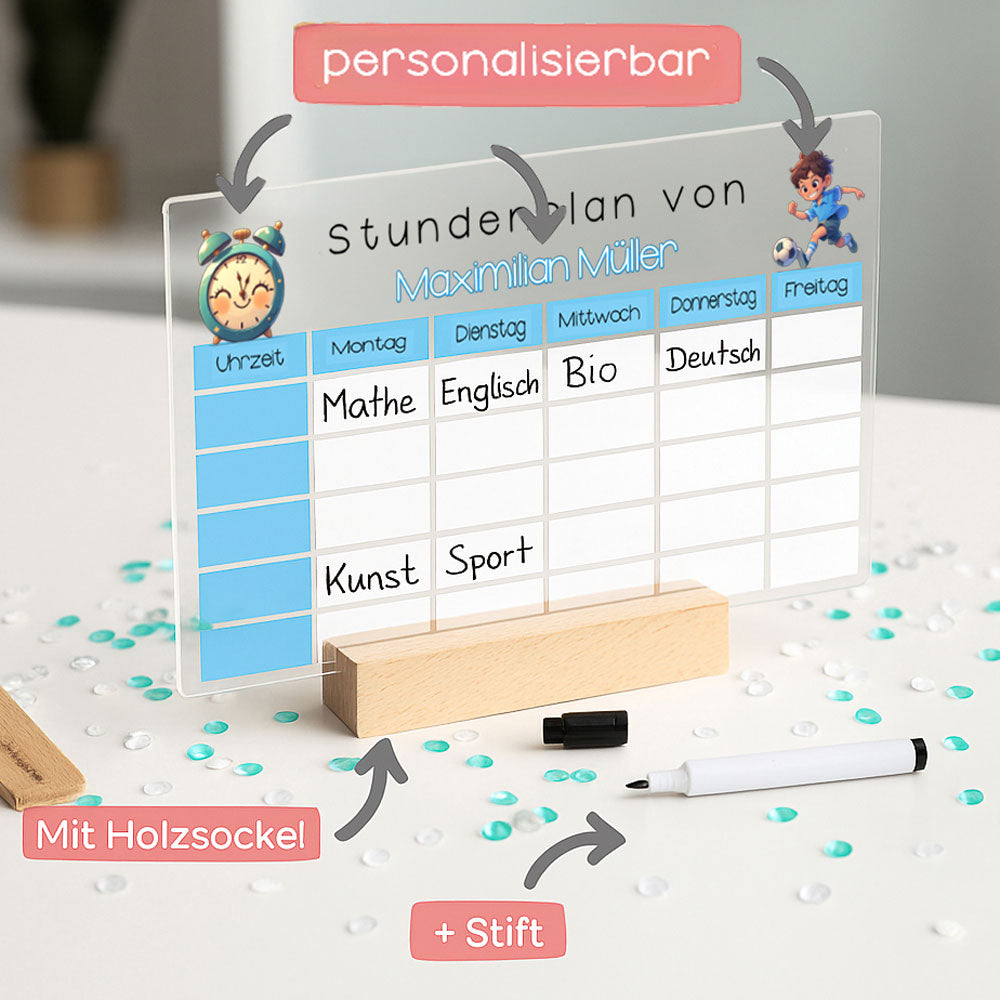 Personalisierter Stundenplan auf Acrylglas "Mein Stundenplan"