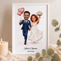 Personalisiertes Poster "Brautpaar Karikatur" zur Hochzeit