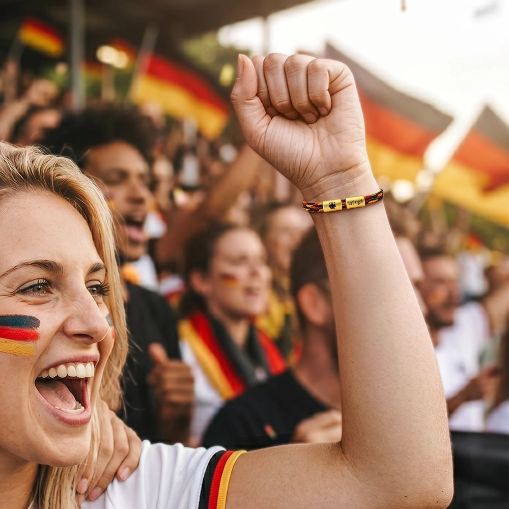 DEUTSCHLAND Segeltau Armband  mit 2 Gravuren (Bild & Text)
