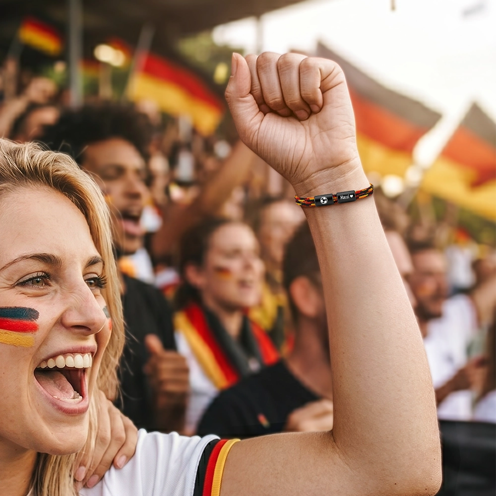 DEUTSCHLAND Segeltau Armband  mit 2 Gravuren (Bild & Text)