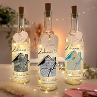 Personalisierte Lichterflasche "Unser Zuhause"