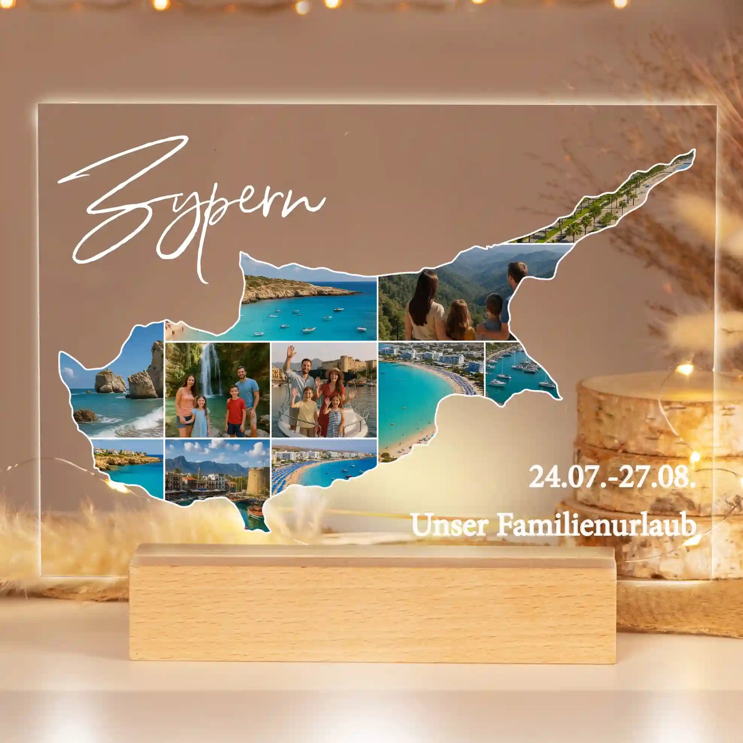 Personalisiertes Bild auf Acrylglas "Unser Urlaub"