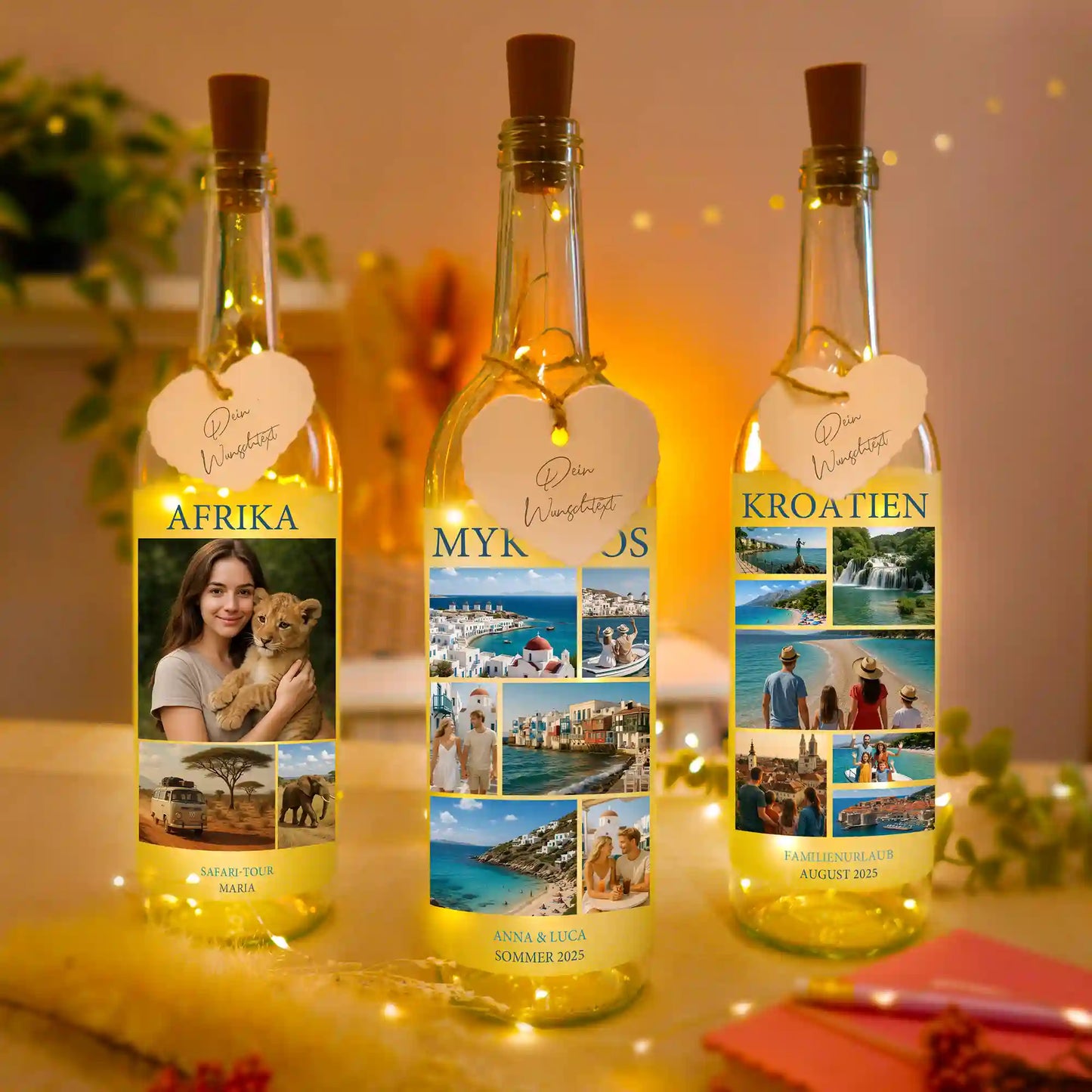 Personalisierte Lichterflasche "Unser Urlaub #2"