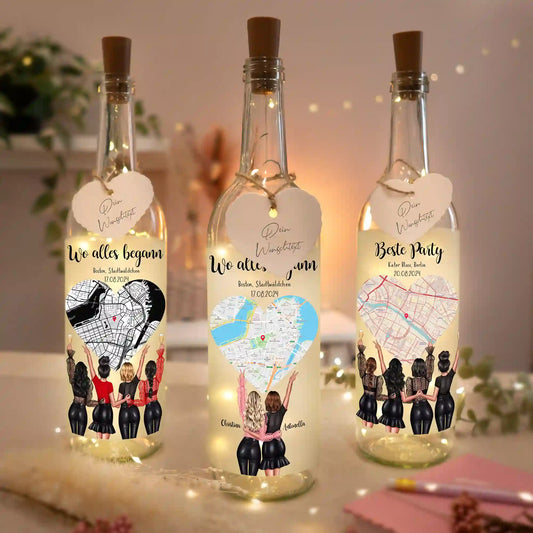 Personalisierte Lichterflasche "Wo unsere Freundschaft begann"