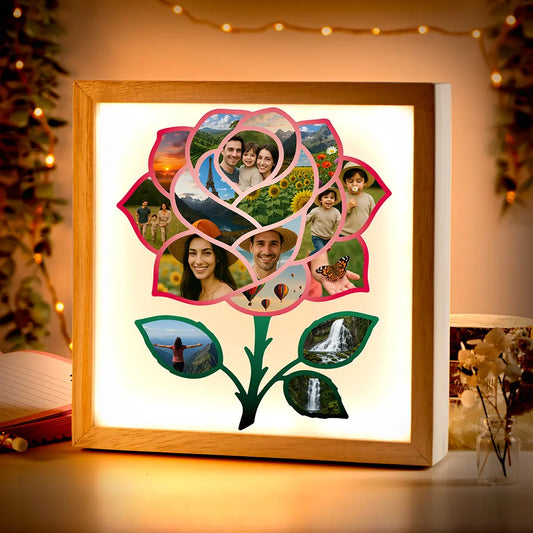 Beleuchteter Bilderrahmen inkl. personalisiertem Bild "Fotocollage #7 Blume"