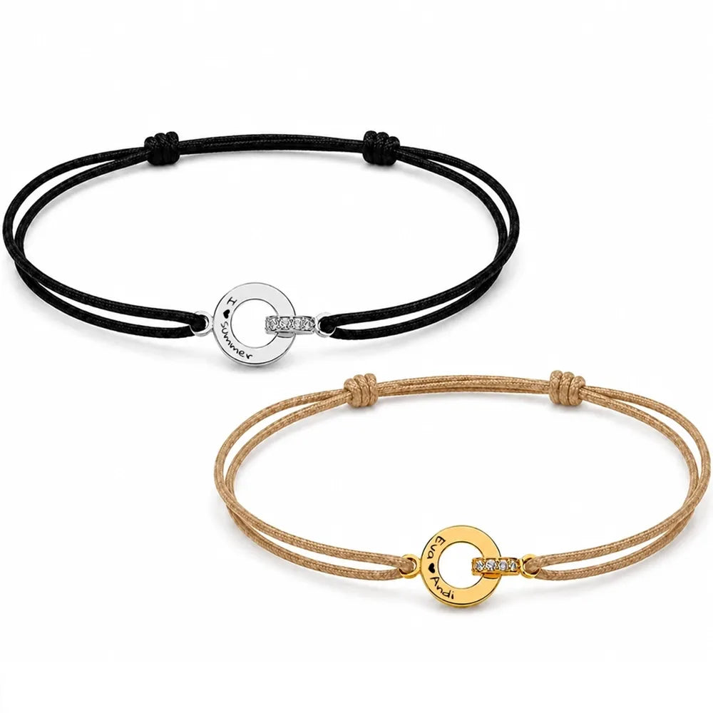 Funkelndes Segeltau-Gravur-Armband "together forever"