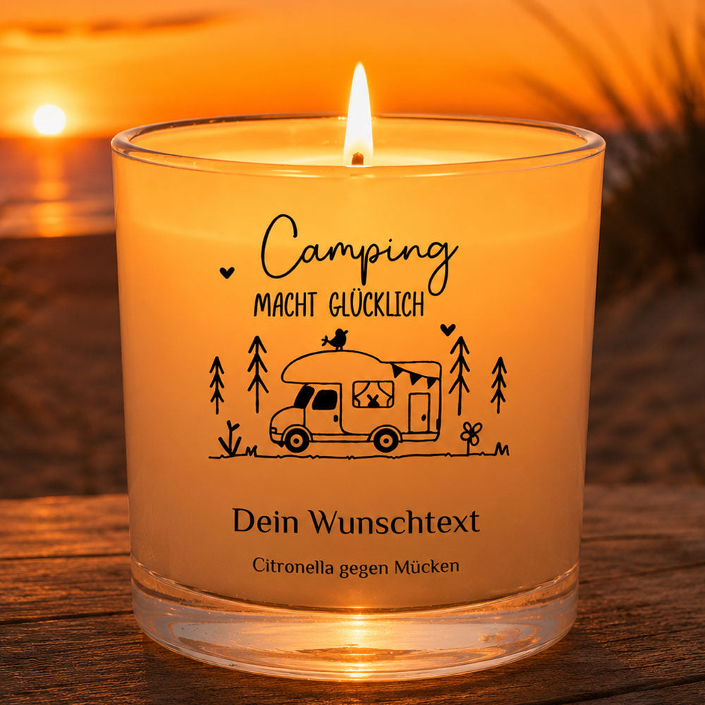 Personalisierte Anti-Mücken Duftkerze "Camping"