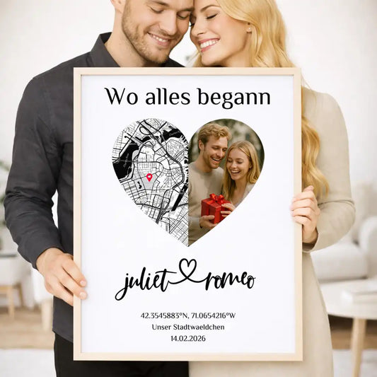 Personalisiertes Wandbild "Wo alles begann #5" | Deine Stadt - Deine Karte - Deine Liebe