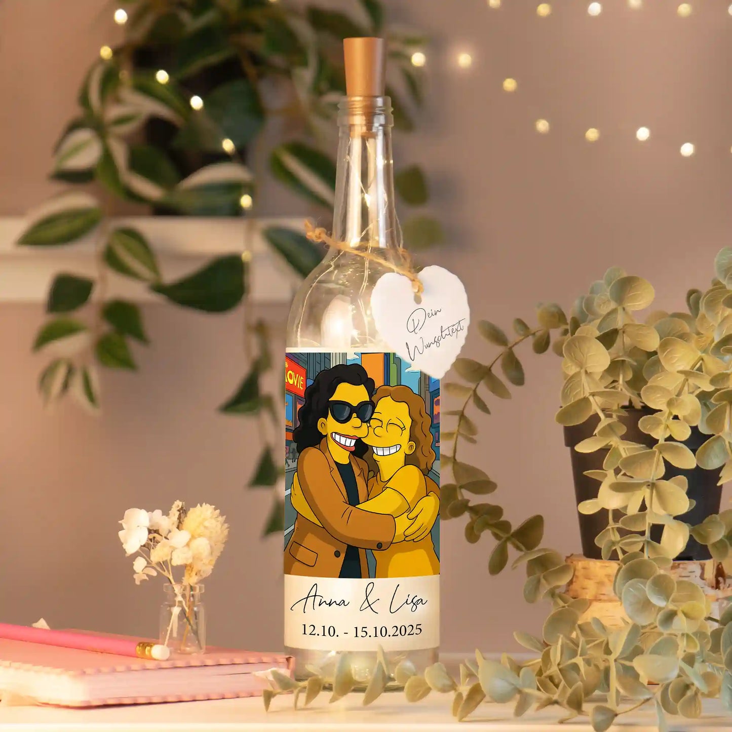 Personalisierte Lichterflasche "Unsere gelbe Familie"