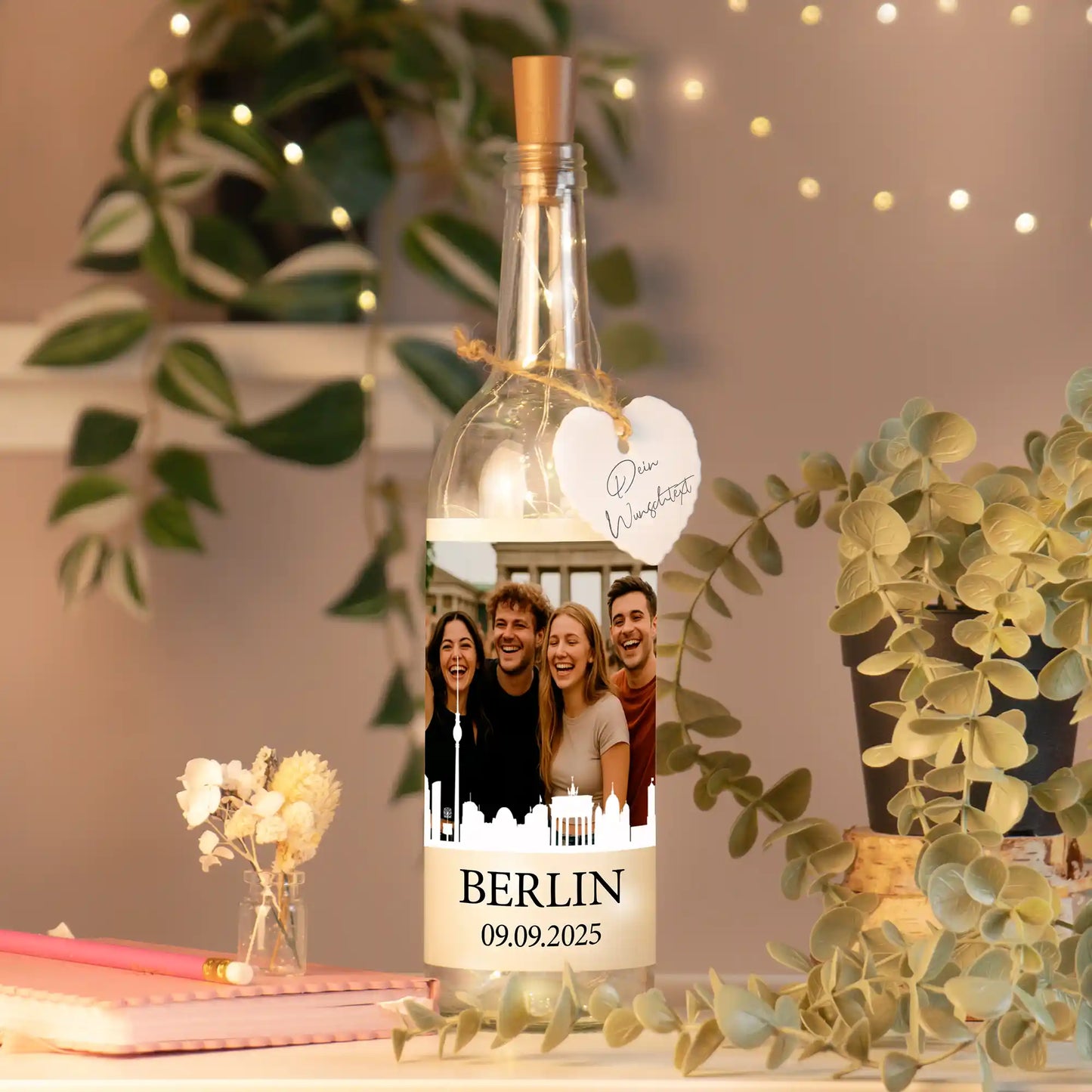 Personalisierte Lichterflasche "Unsere Städtereise"