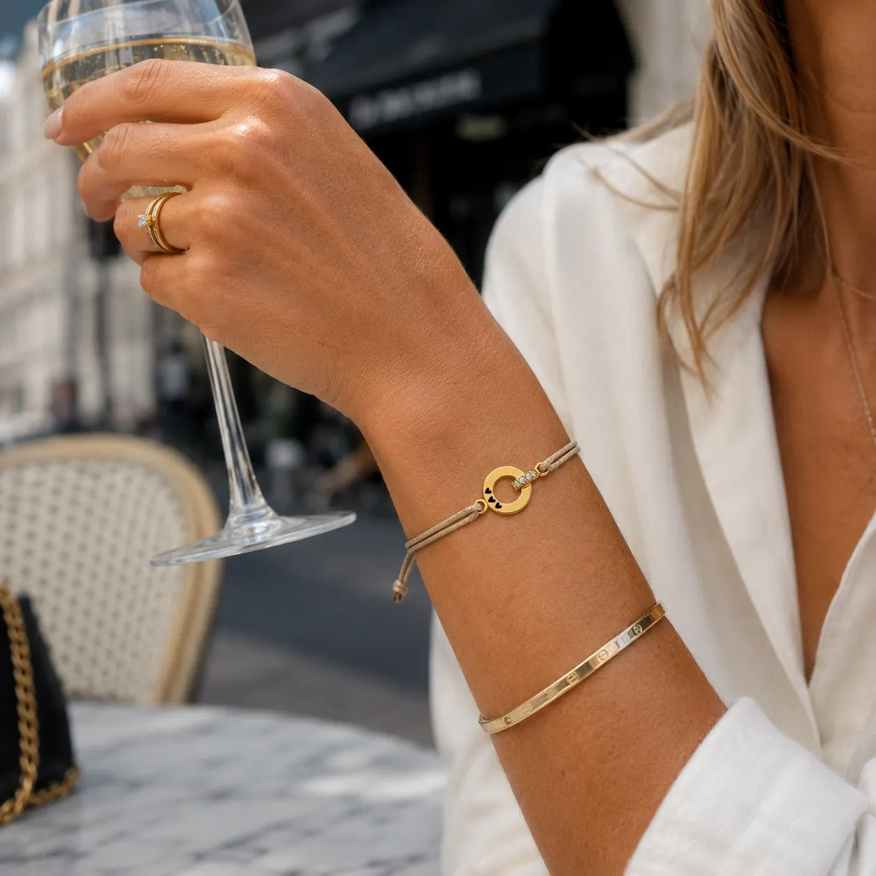 Funkelndes Segeltau-Gravur-Armband "together forever"