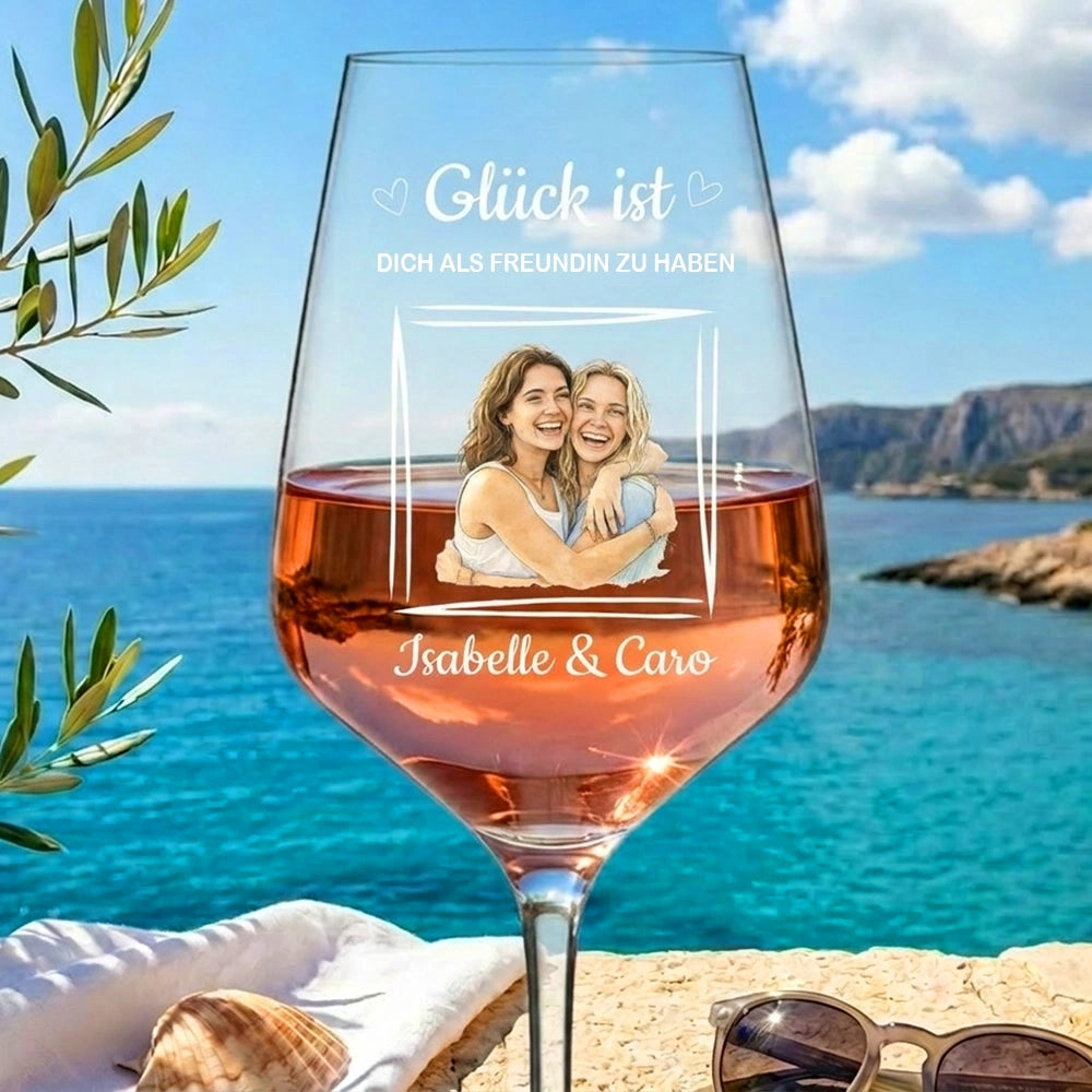 Personalisiertes Weinglas "Glück ist" - mit deinem Foto