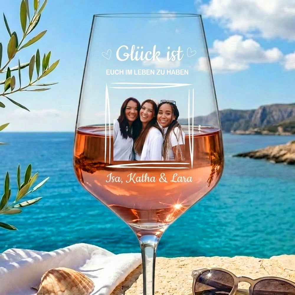 Personalisiertes Weinglas "Glück ist" - mit deinem Foto