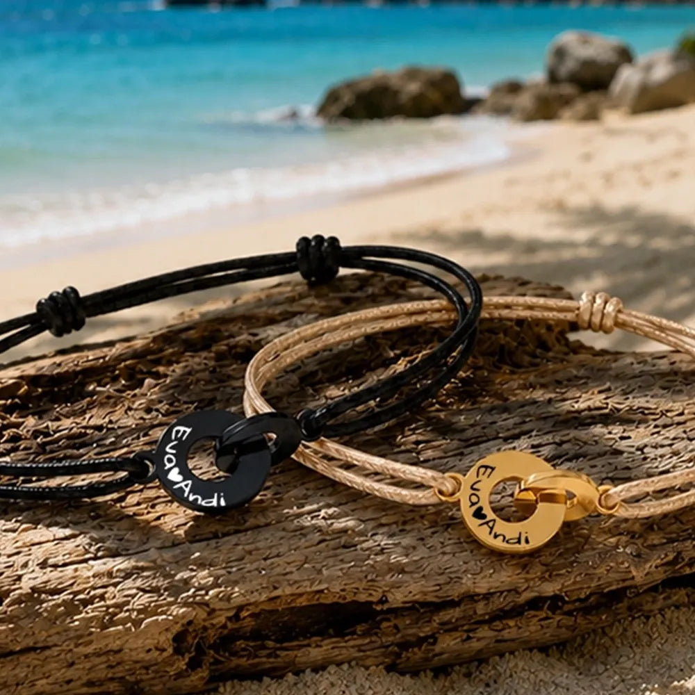 Für Herren & Damen: Segeltau-Gravur-Armband "together forever"
