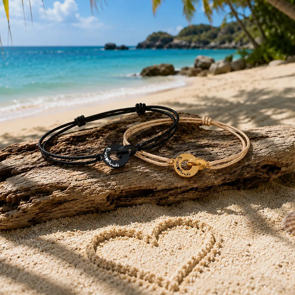 Für Herren & Damen: Segeltau-Gravur-Armband "together forever"