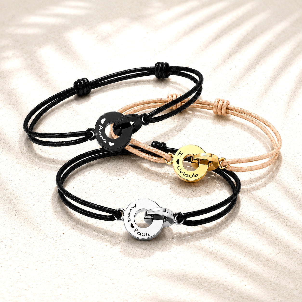 Für Herren & Damen: Segeltau-Gravur-Armband "together forever"