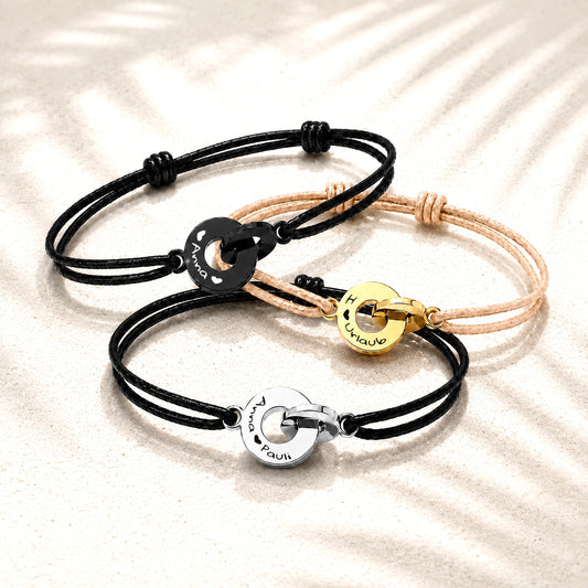 Für Herren & Damen: Segeltau-Gravur-Armband "together forever"