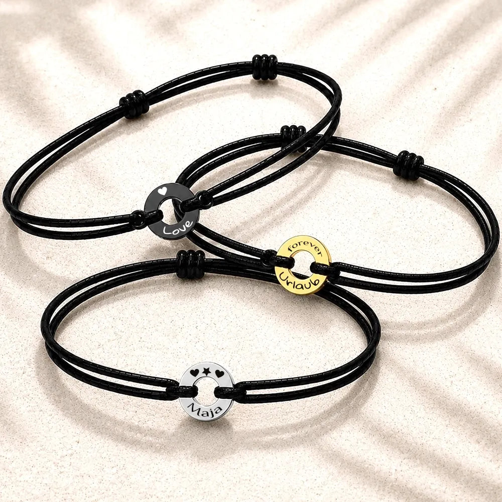 Für Herren: Dezentes Segeltau-Gravur-Armband "Circle"