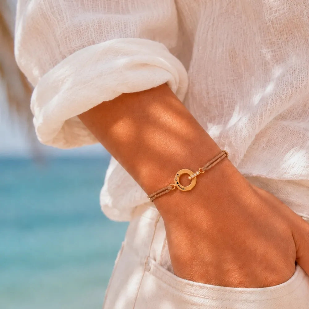 Funkelndes Segeltau-Gravur-Armband "together forever"