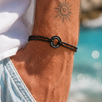 Für Herren: Dezentes Segeltau-Gravur-Armband "Circle"