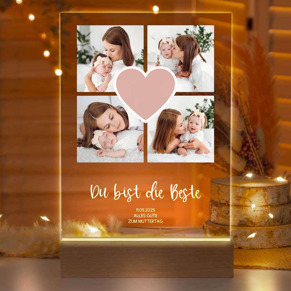 Personalisierte LED-Lampe aus Acrylglas "Fotocollage #2"