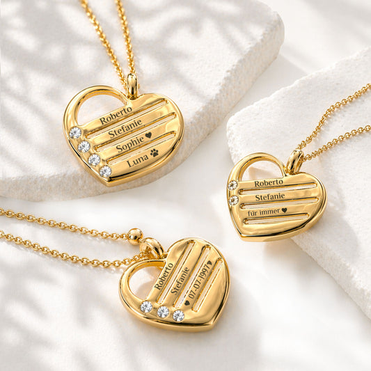Herz-Halskette "Meine Liebsten" für 2 bis 4 Namen