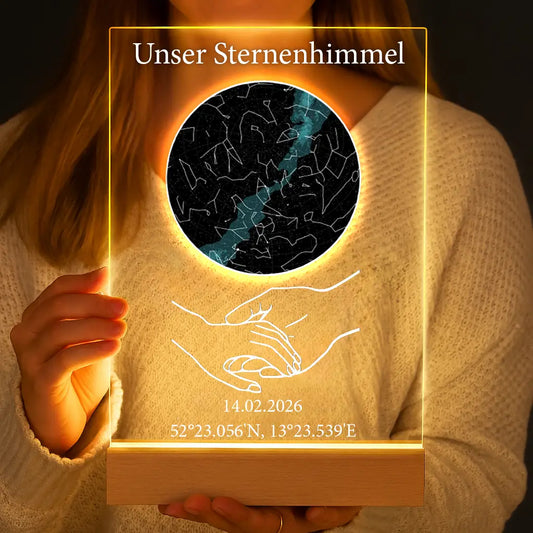Personalisierte LED-Lampe aus Acrylglas "Unser Sternenhimmel" | Unser Ort - Unser Datum - Unsere Sternenkarte