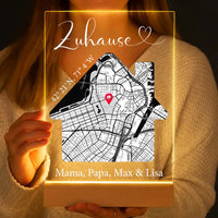 Personalisierte LED-Lampe aus Acrylglas "Unser Zuhause"