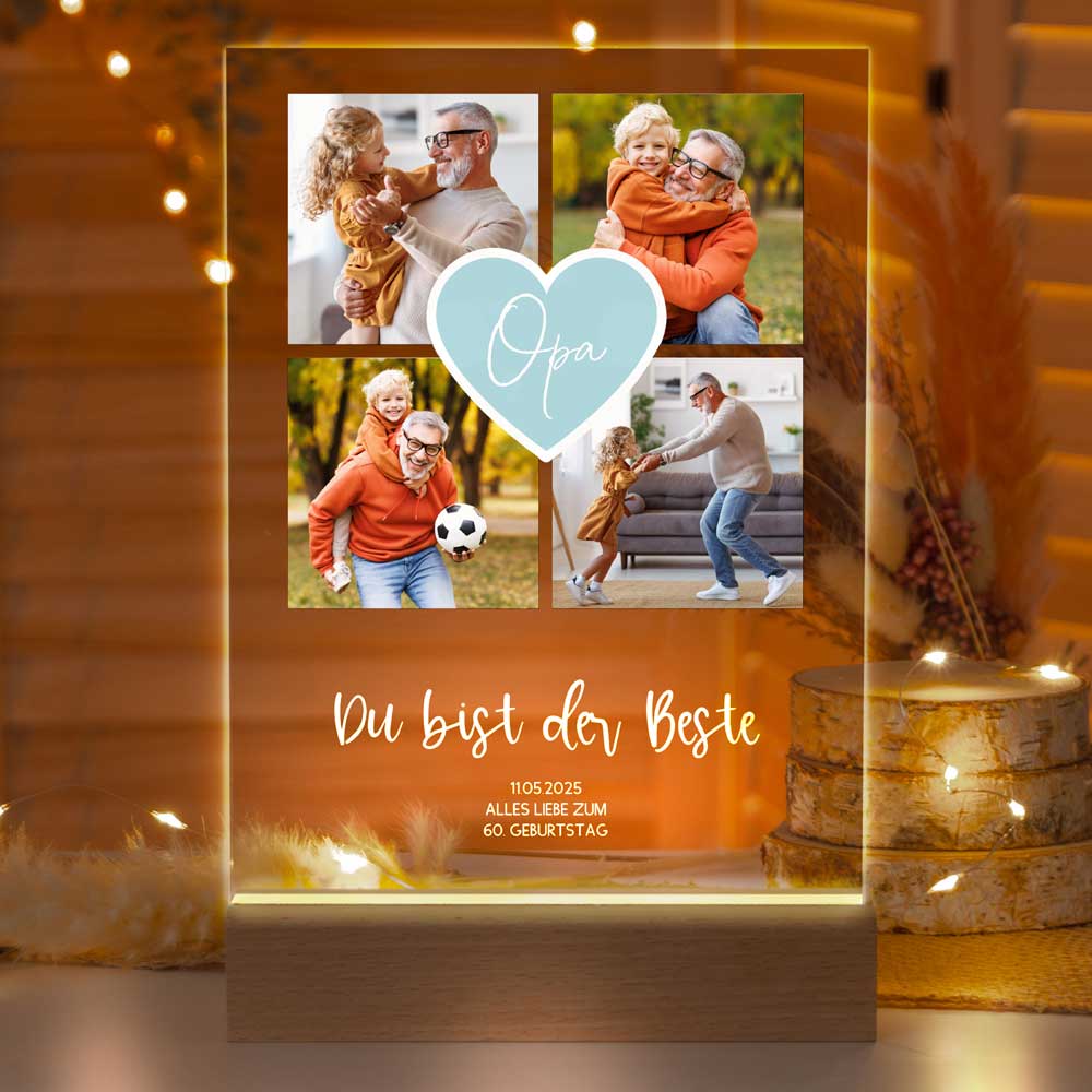 Personalisierte LED-Lampe aus Acrylglas "Fotocollage #2"