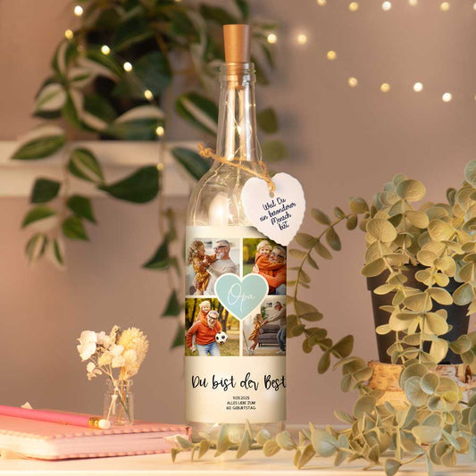 Personalisierte Lichterflasche "Fotocollage #2"