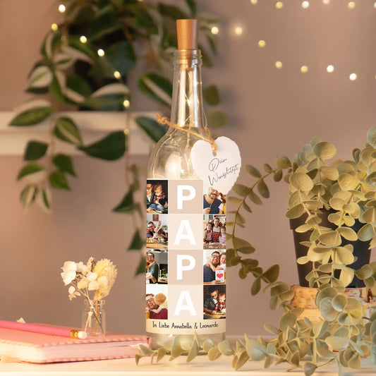 Personalisierte Lichterflasche "Fotocollage #4"