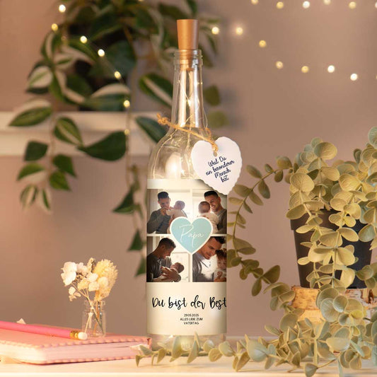 Personalisierte Lichterflasche "Fotocollage #2"