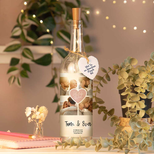 Personalisierte Lichterflasche "Fotocollage #2"