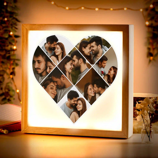 Beleuchteter Bilderrahmen inkl. personalisiertem Bild "Fotocollage #5 Herz"