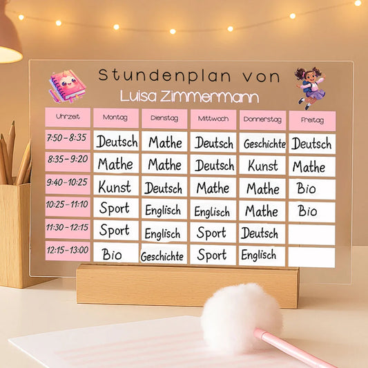 Personalisierter Stundenplan auf Acrylglas "Mein Stundenplan"