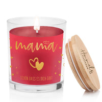 Duftkerze im Glas mit Spruch als Geschenk Nr. 2 "Herz" - Mittelgroß | Duft & Farbe wählbar | goldene Schrift | Handgegossen in Bayern | 100% Sojawachs | 200 g Wachs | 50 h Brenndauer