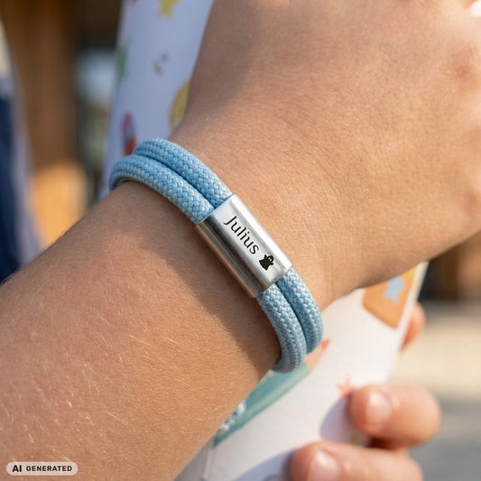 Kinder-Armband: Segeltau Armband mit individueller Wunschgravur