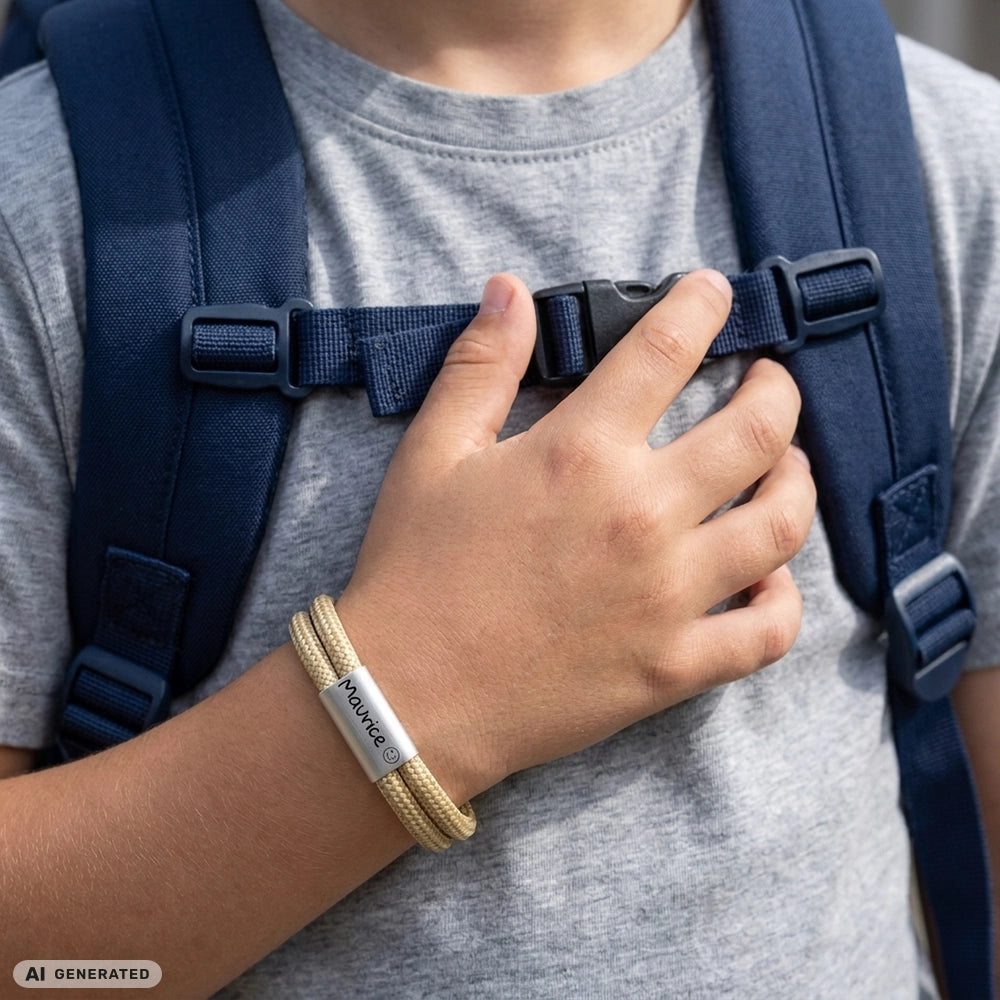 Kinder-Armband: Segeltau Armband mit individueller Wunschgravur