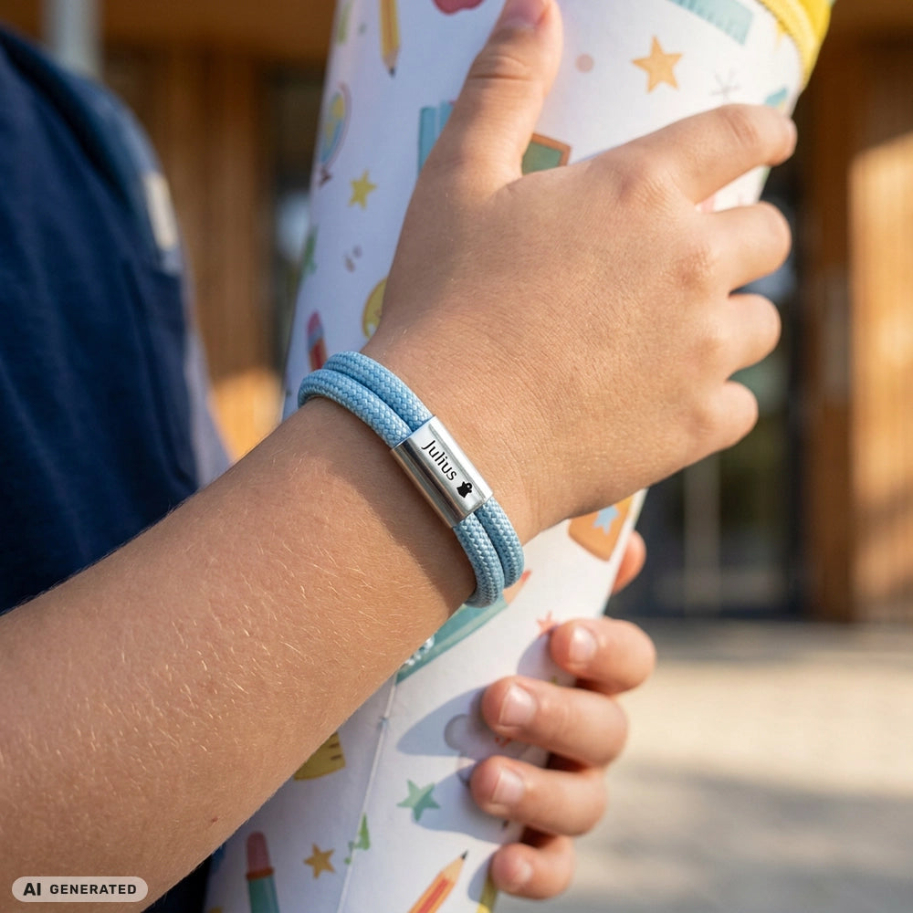 Kinder-Armband: Segeltau Armband mit individueller Wunschgravur