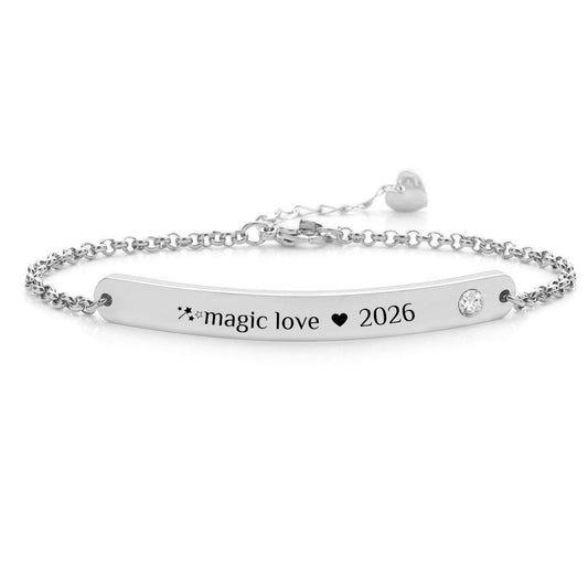 Armband mit individueller Wunschgravur & Kristall