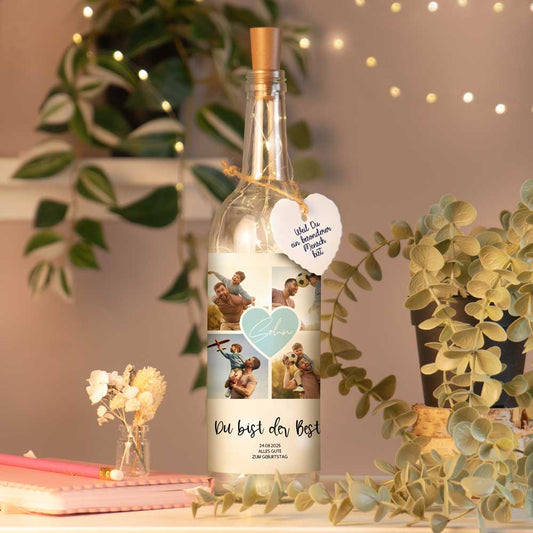 Personalisierte Lichterflasche "Fotocollage #2"