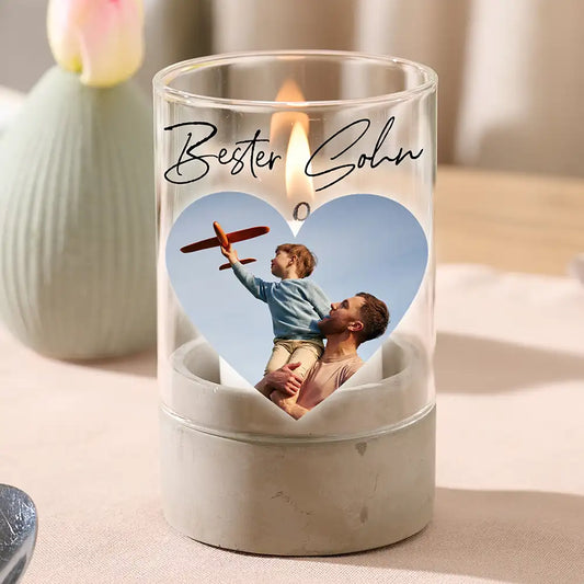 Personalisiertes Windlicht "Fotocollage #5 Herz"