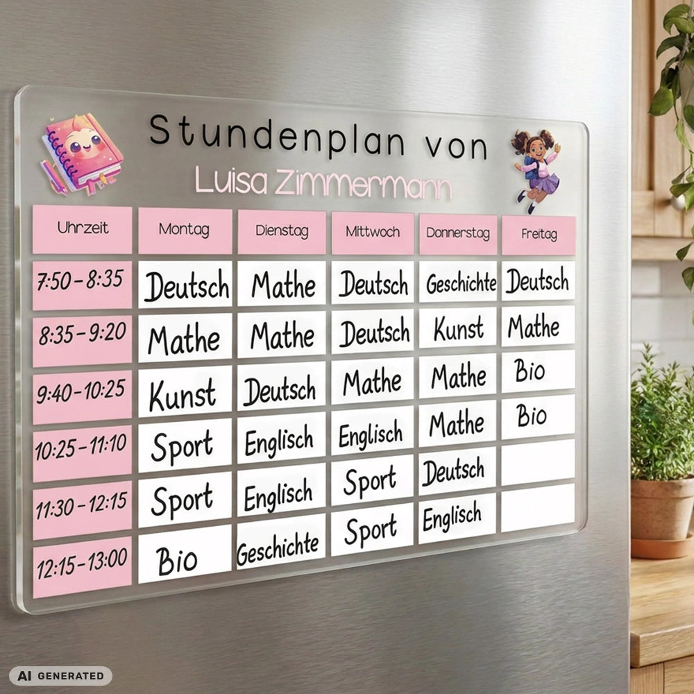 Personalisierter Stundenplan auf Acrylglas "Mein Stundenplan"
