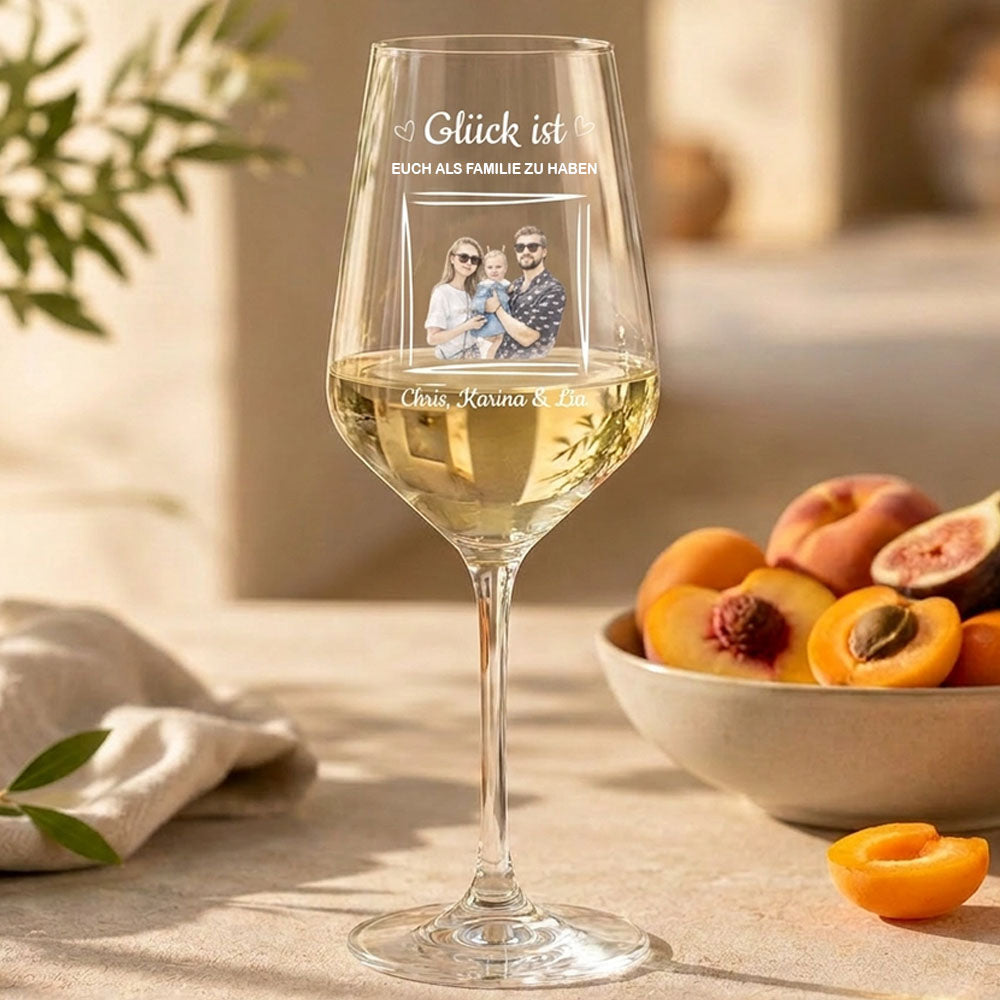 Personalisiertes Weinglas "Glück ist" - mit deinem Foto